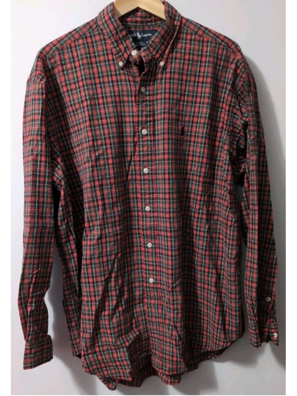 Ralph Lauren Men’s Blake Long Sleeve Button Down Shirt Orange Green Plaid XL